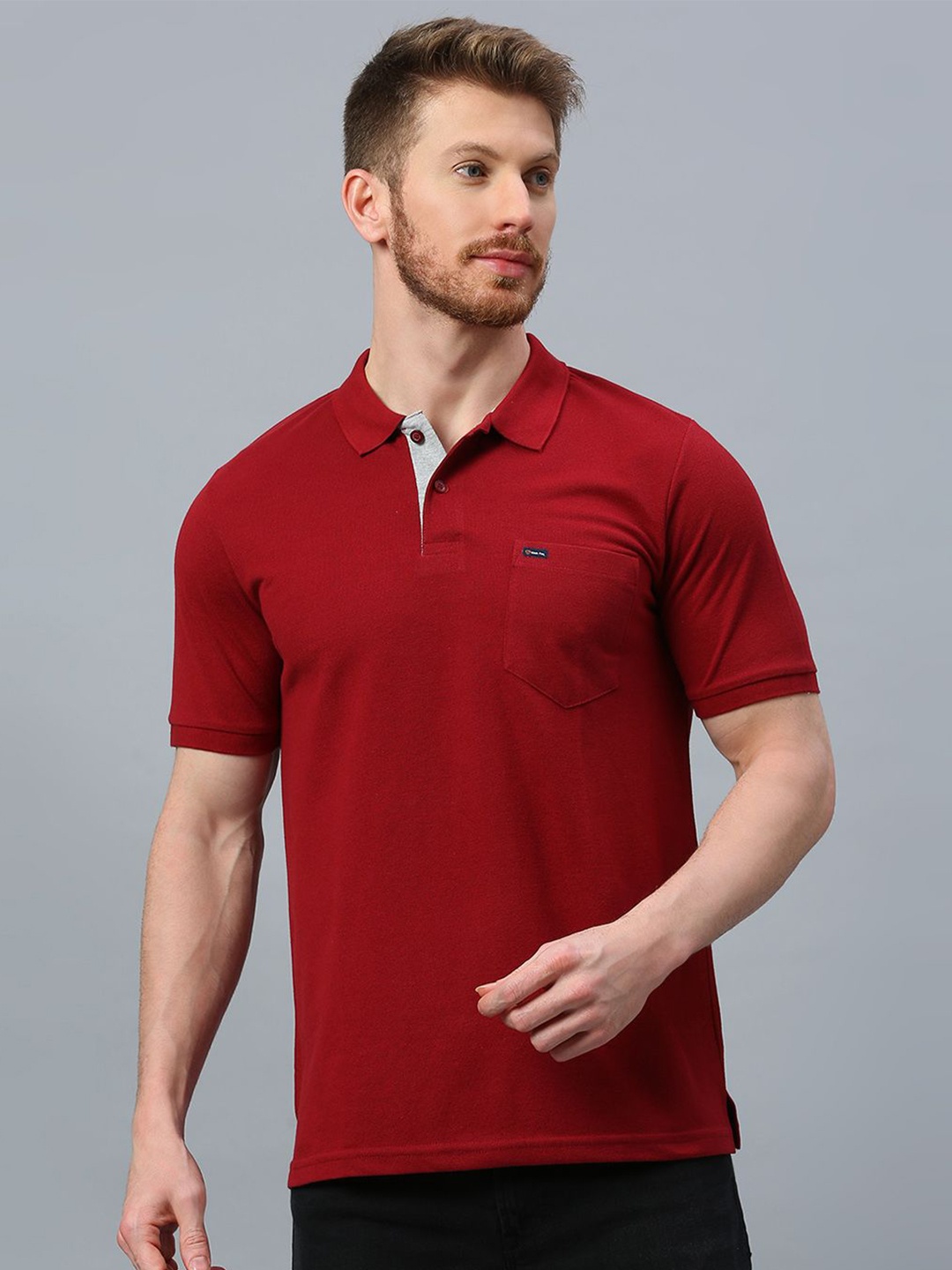 

Klub Fox Men Polo Collar Pockets T-shirt, Maroon