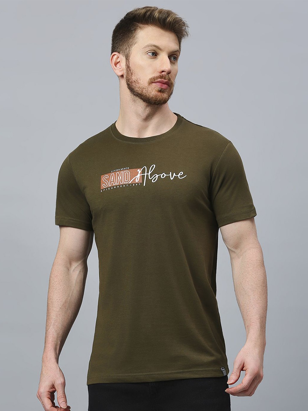 

Klub Fox Men Printed T-shirt, Olive