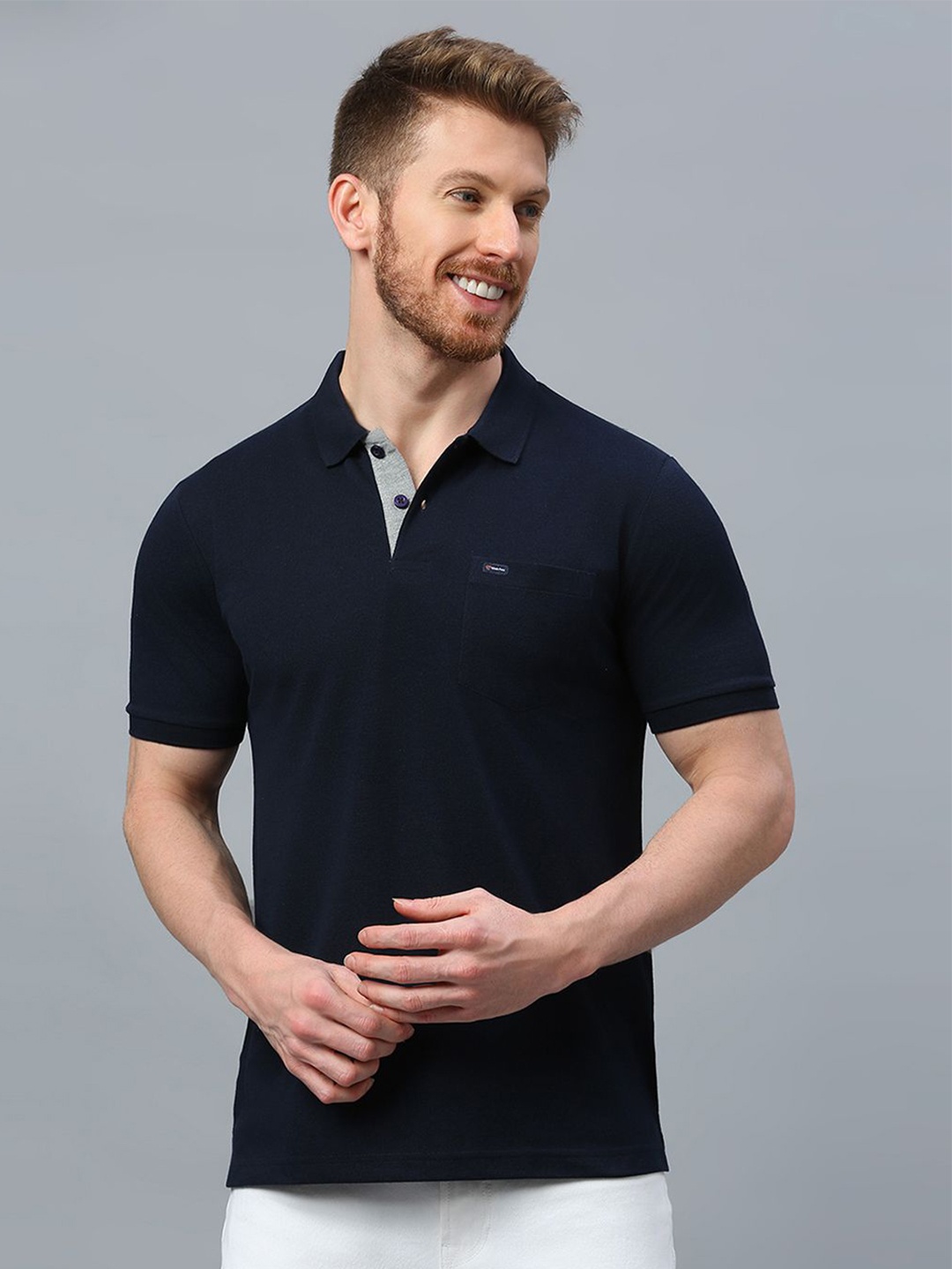 

Klub Fox Men Polo Collar Pockets T-shirt, Navy blue