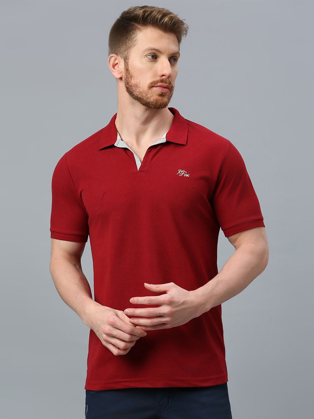 

Klub Fox Men Polo Collar Pockets T-shirt, Maroon