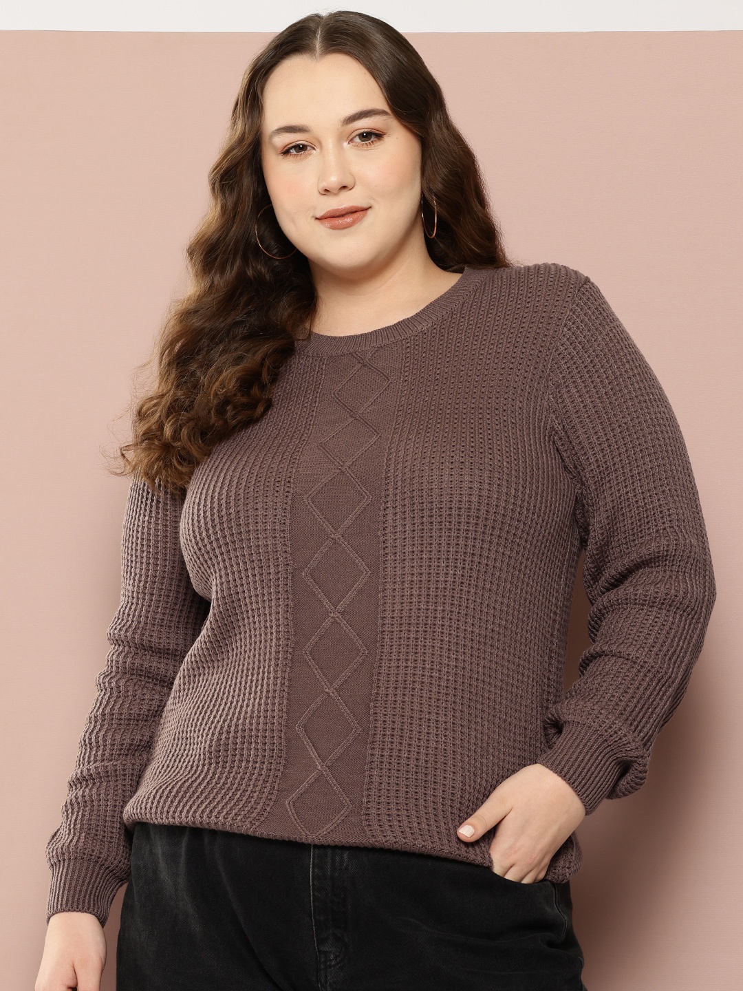 

Sztori Plus Size Knitted Pullover, Brown