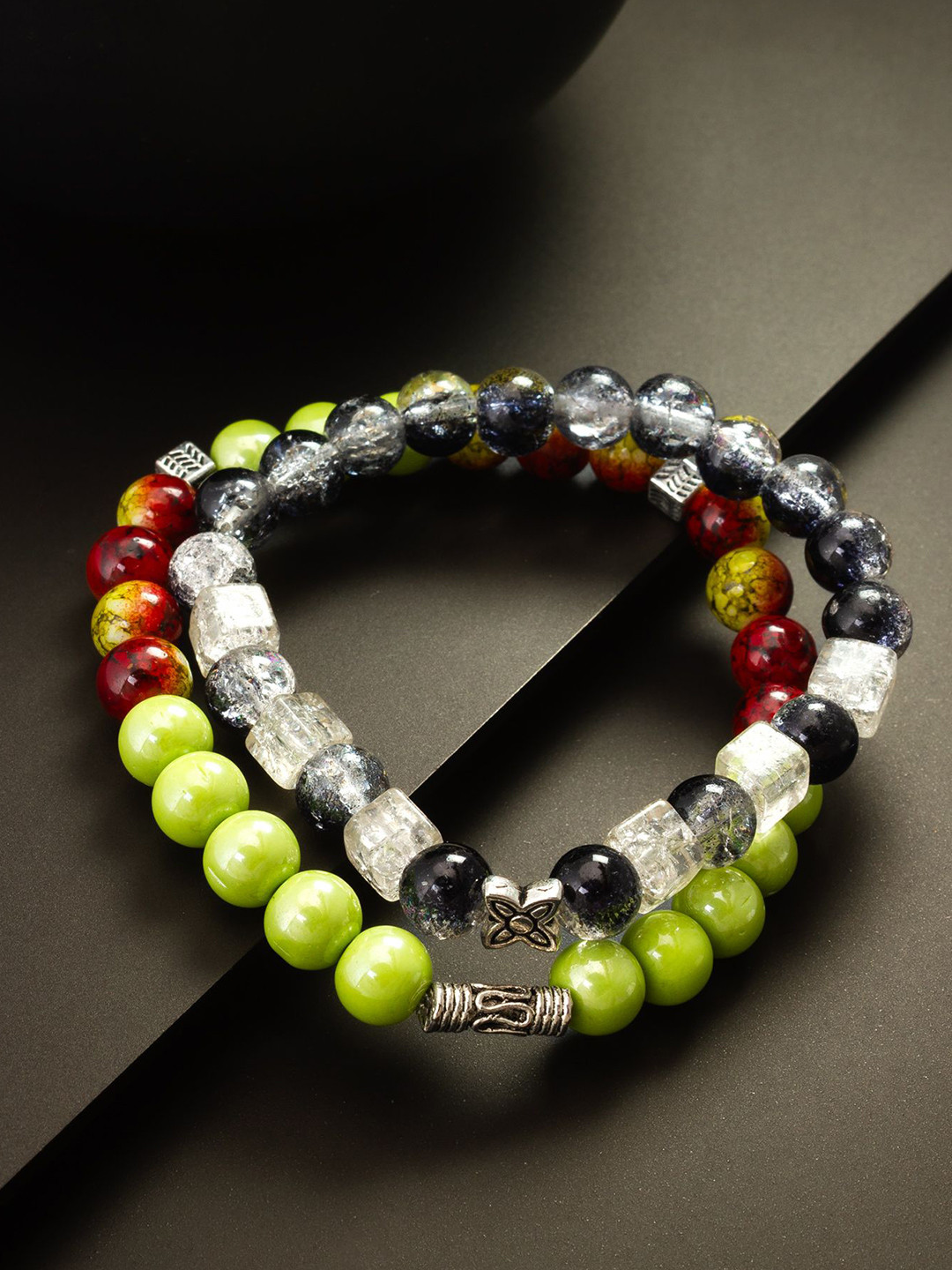 

aadita Women 2 Handcrafted Bracelet, Black