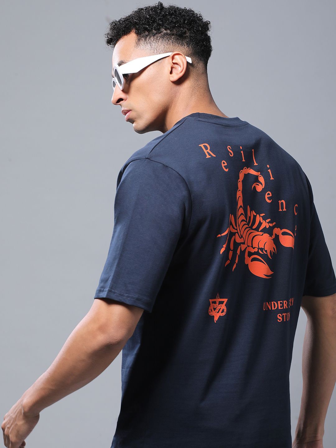 

FREE SOCIETY Men Typography Printed T-shirt, Navy blue