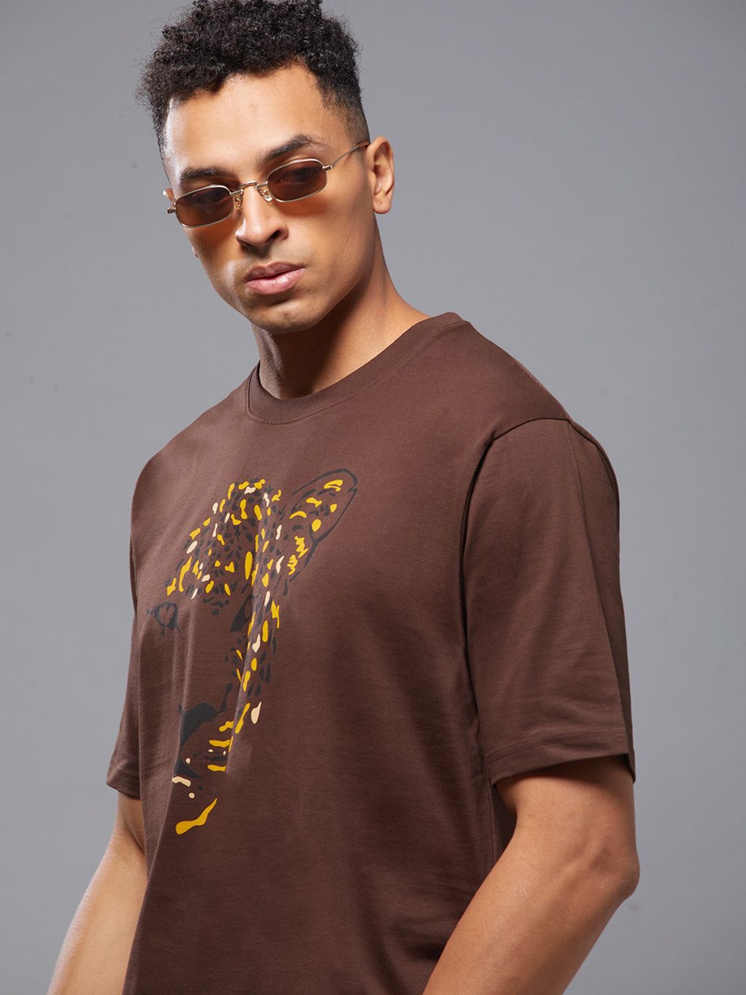 

FREE SOCIETY Men Hooded T-shirt, Brown