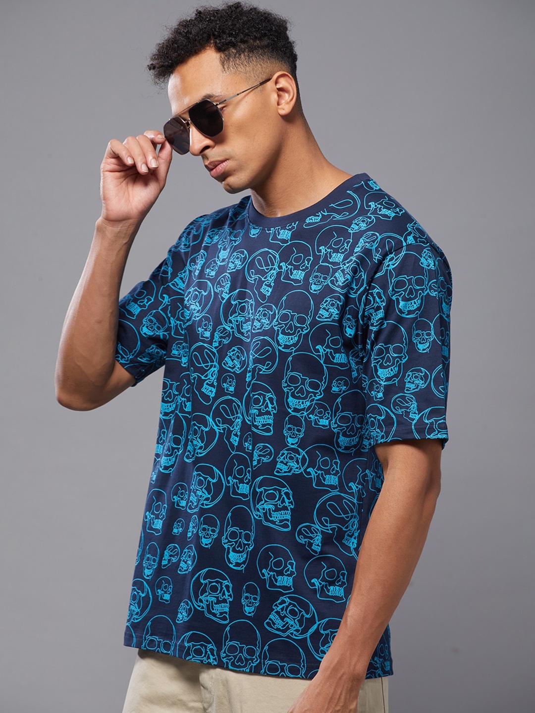 

FREE SOCIETY Men Printed Pockets T-shirt, Navy blue