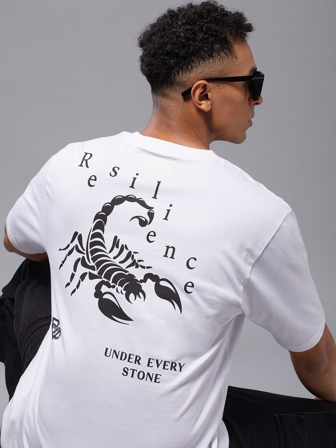 

FREE SOCIETY Men Printed Raw Edge T-shirt, White