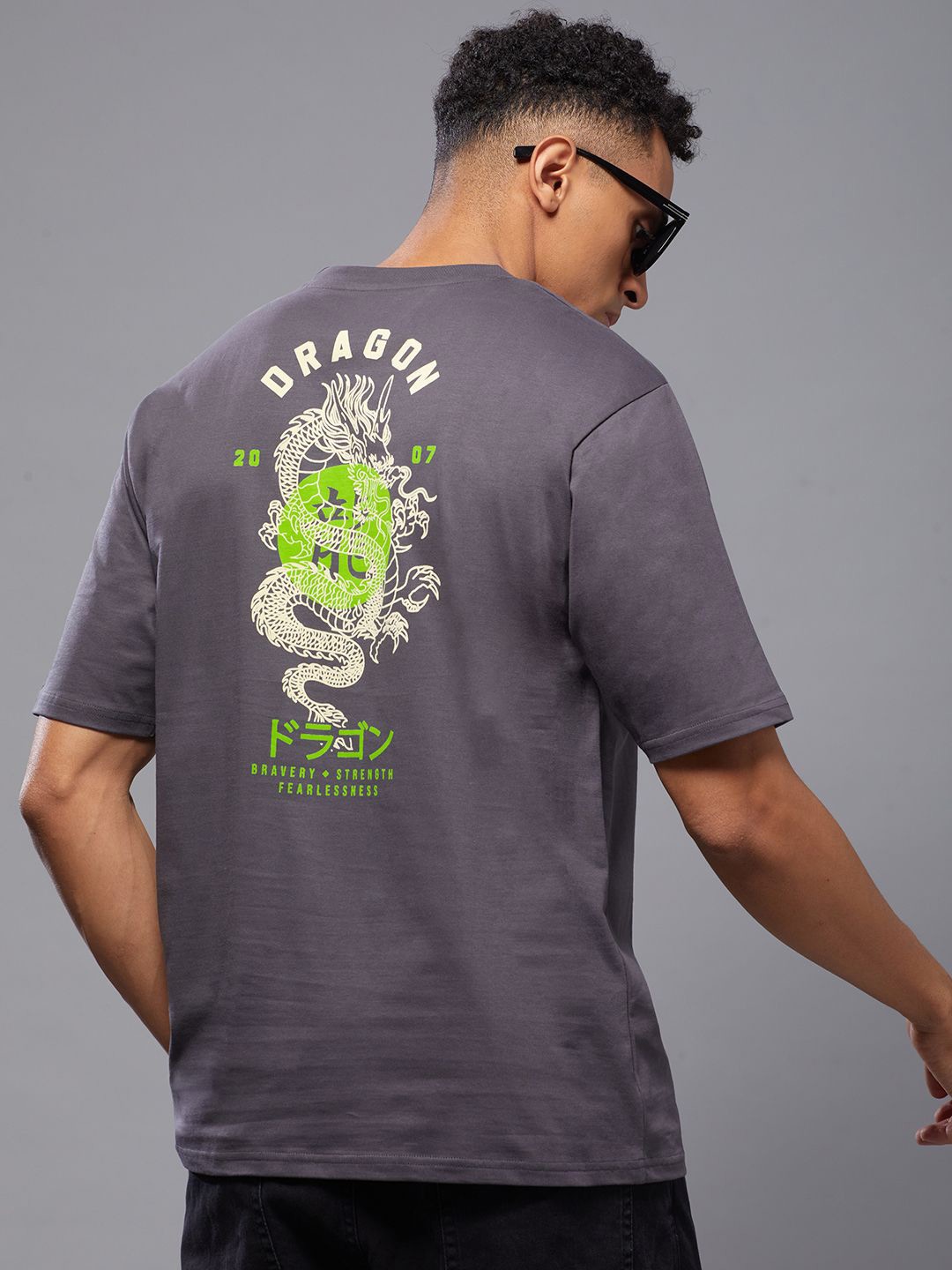 

FREE SOCIETY Men Printed Raw Edge T-shirt, Grey