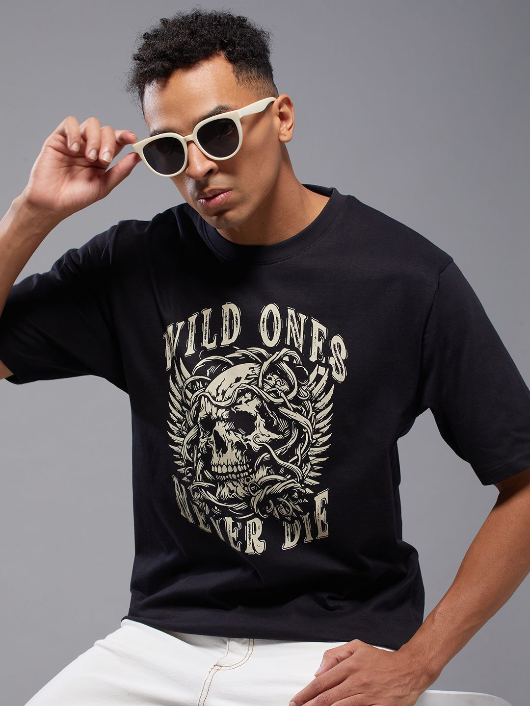 

FREE SOCIETY Men Typography Printed Applique T-shirt, Black