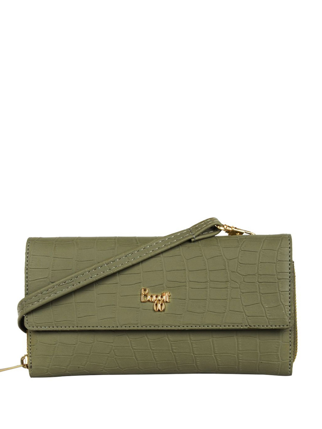 

Baggit Women Textured PU Zip Around Wallet, Green