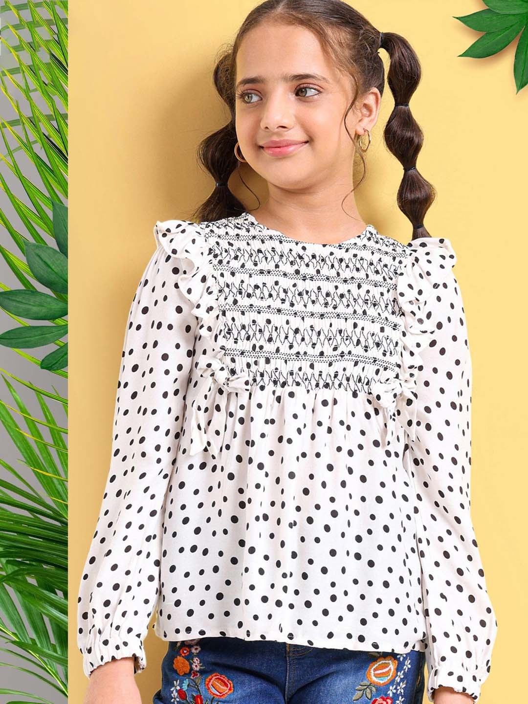 

ARIAS By LARA DUTTA Polka Dot Print Peplum Top, White