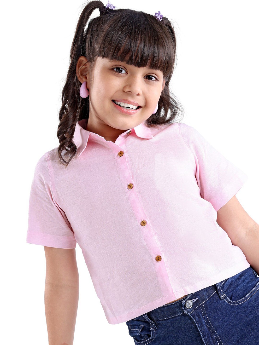 

ARIAS By LARA DUTTA Linen Shirt Style Top, Pink