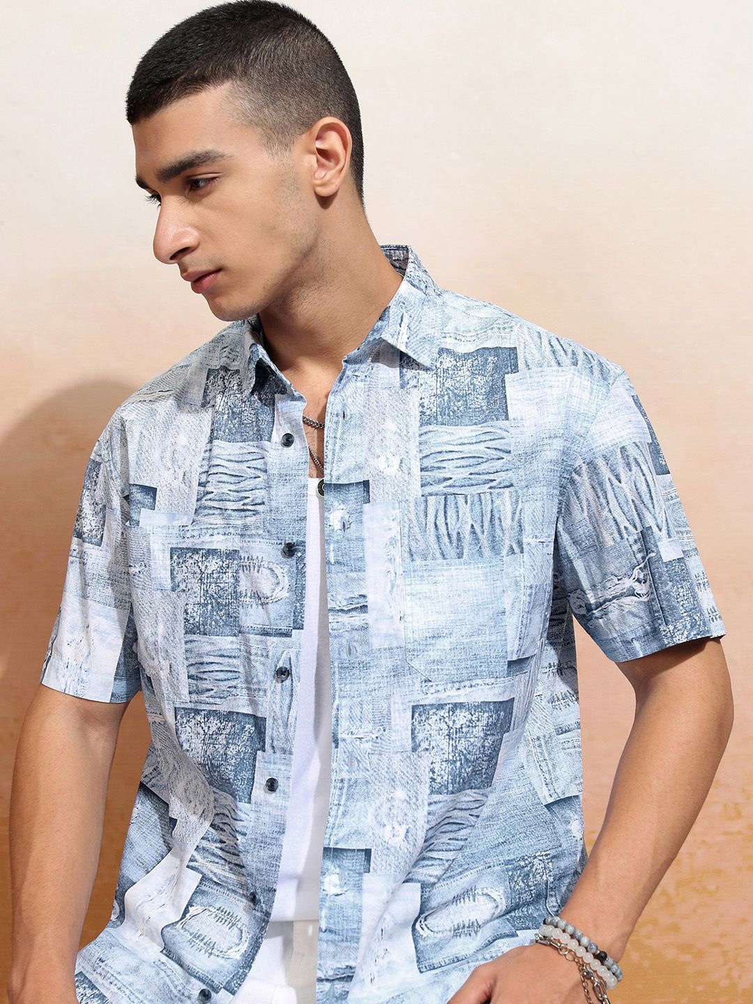 

HIGHLANDER Men Printed Relaxed Shirt, Blue