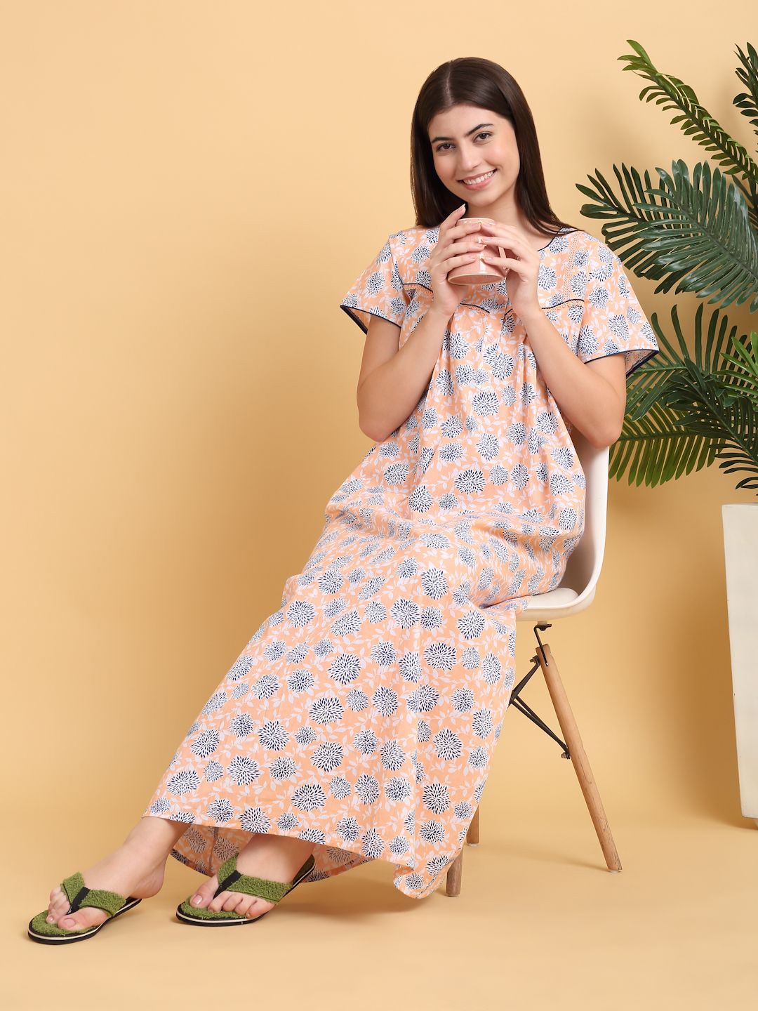 

Sweet Dreams Printed Maxi Nightdress, Peach