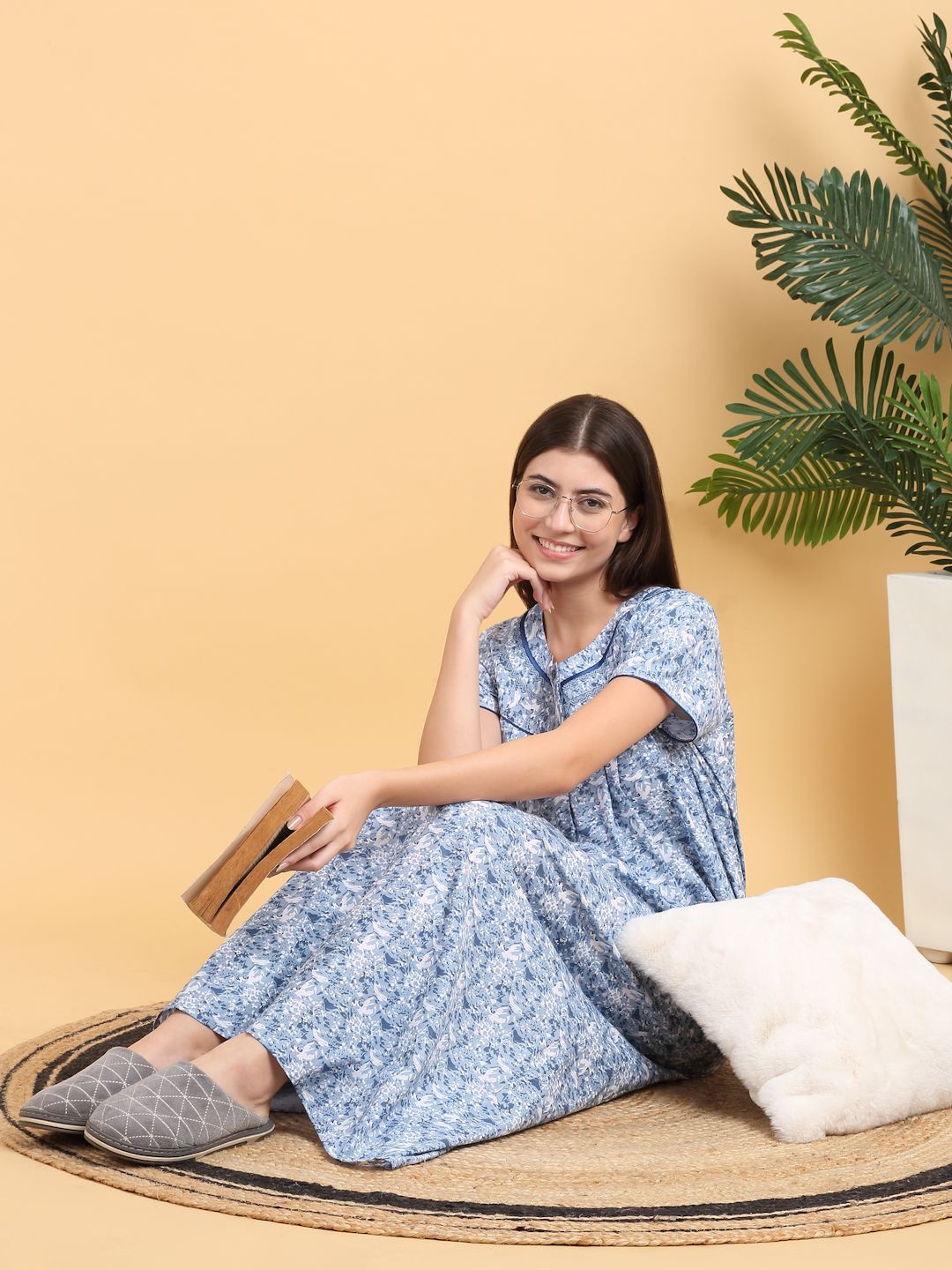 

Sweet Dreams Printed Maxi Nightdress, Blue