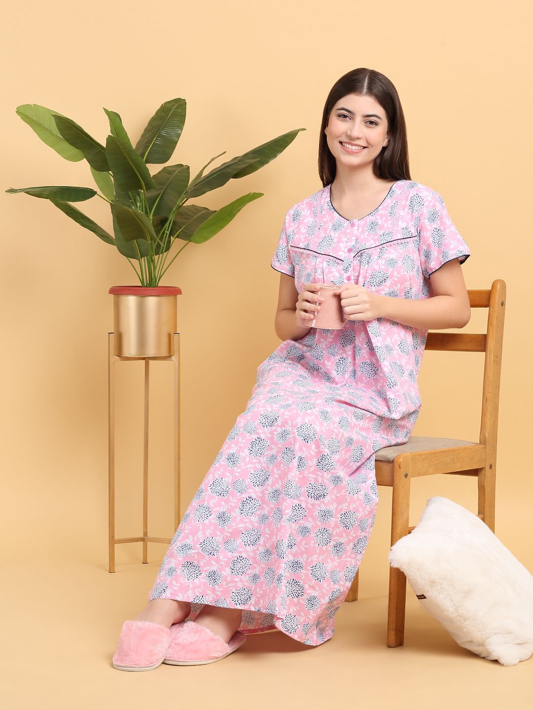 

Sweet Dreams Printed Maxi Nightdress, Pink