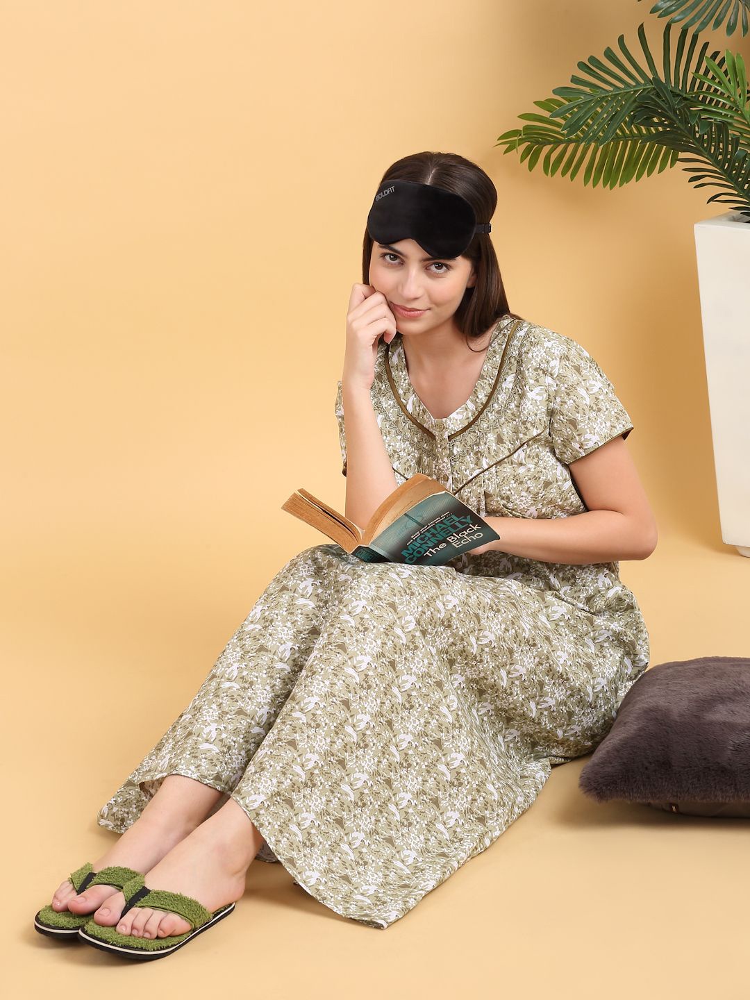 

Sweet Dreams Printed Maxi Nightdress, Green