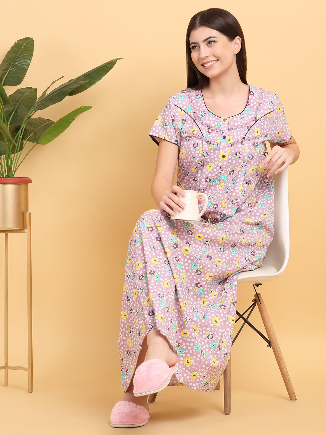 

Sweet Dreams Printed Maxi Nightdress, Purple