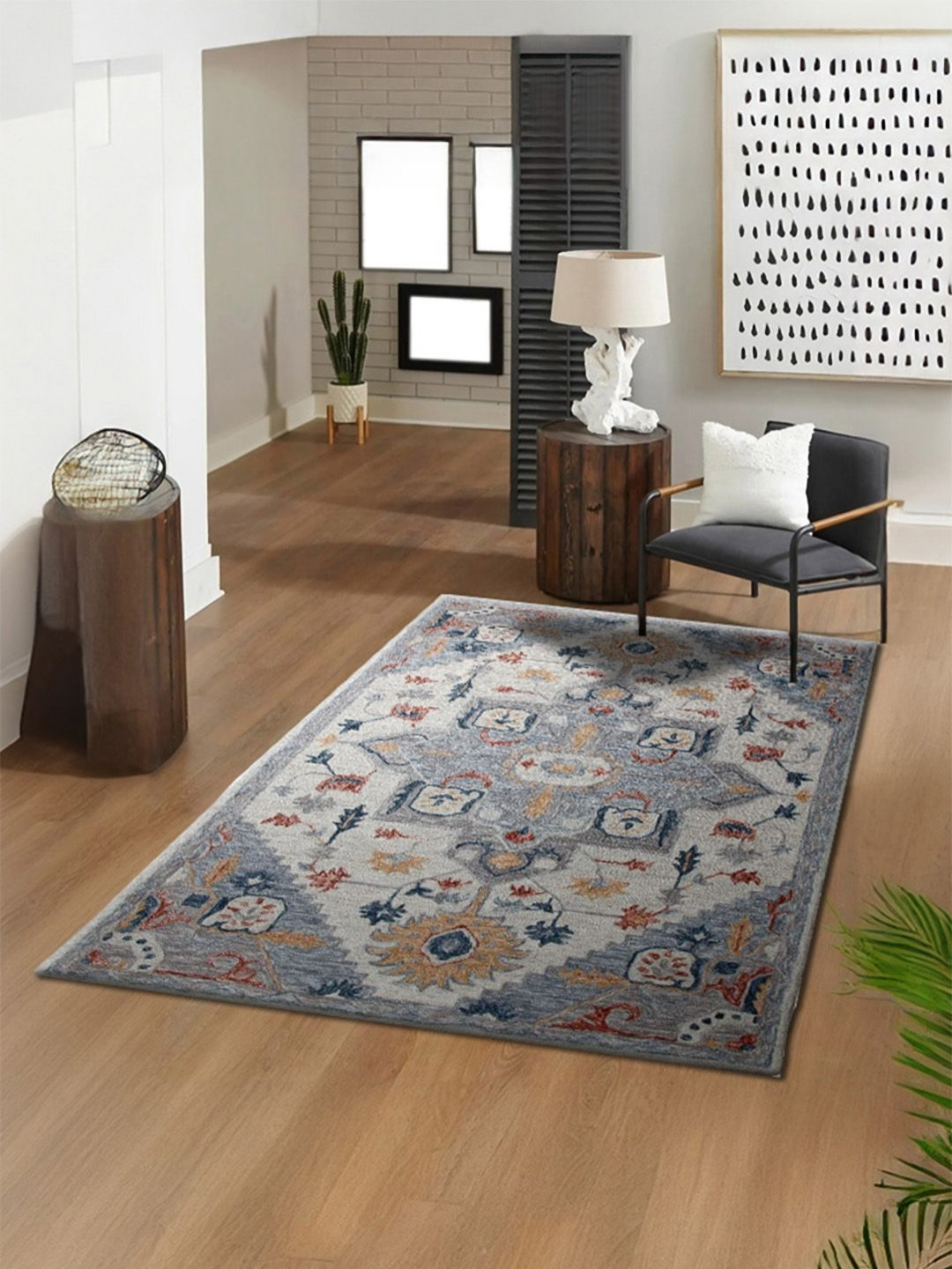 

nestroots Red Ethnic Motifs Hand-Tufted Woollen Carpet