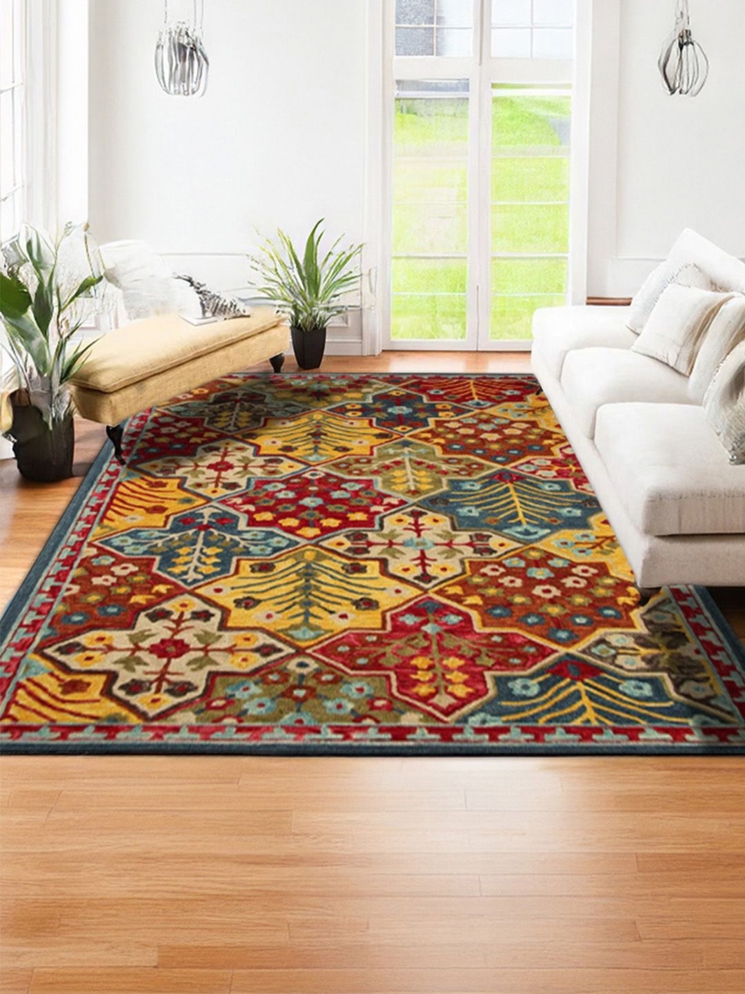 

nestroots Red Ethnic Motifs Hand-Tufted Woollen Carpet