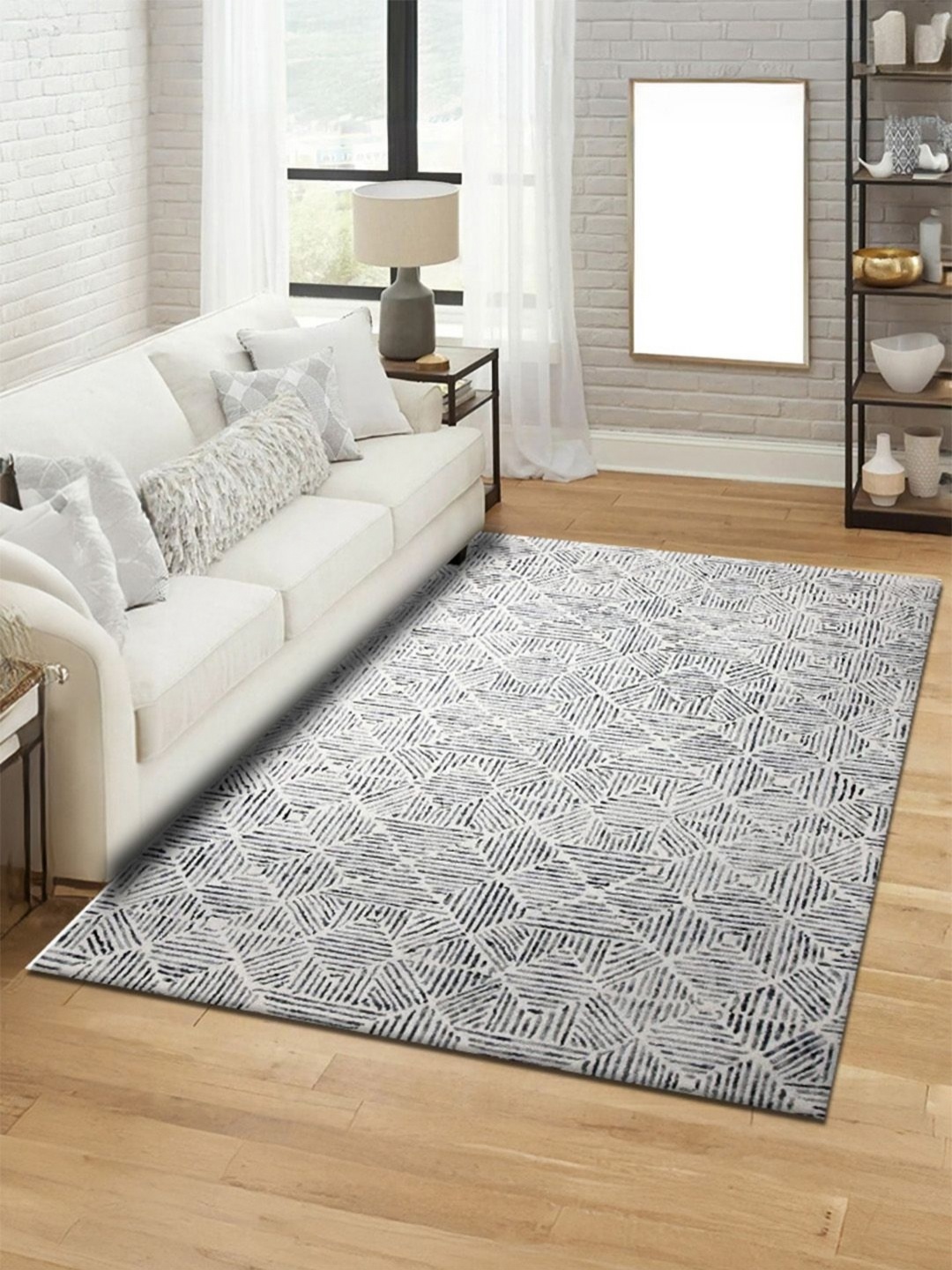 

nestroots Grey Geometric Hand-Tufted Woollen Carpet