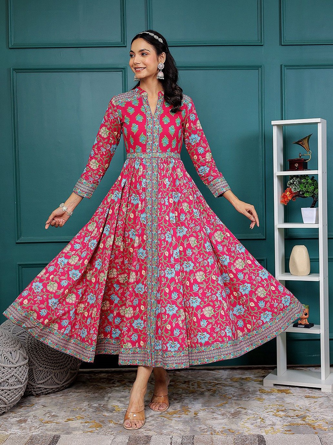 

GULAB CHAND TRENDS Floral Print Maxi Dress, Pink