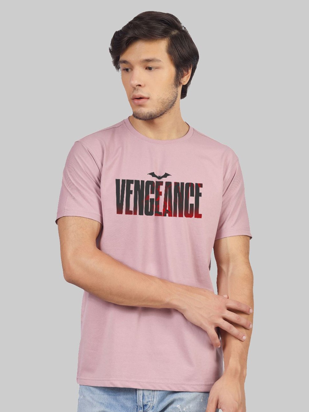 

Greylongg Men Typography Printed Round Neck T-shirt, Purple
