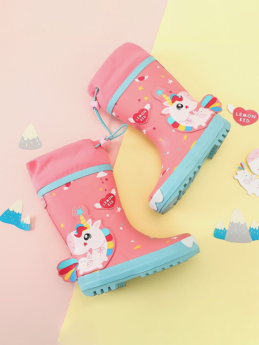 

Little Surprise Box LLP Kids Unicorn Waterproof Rain Gumboots, Pink