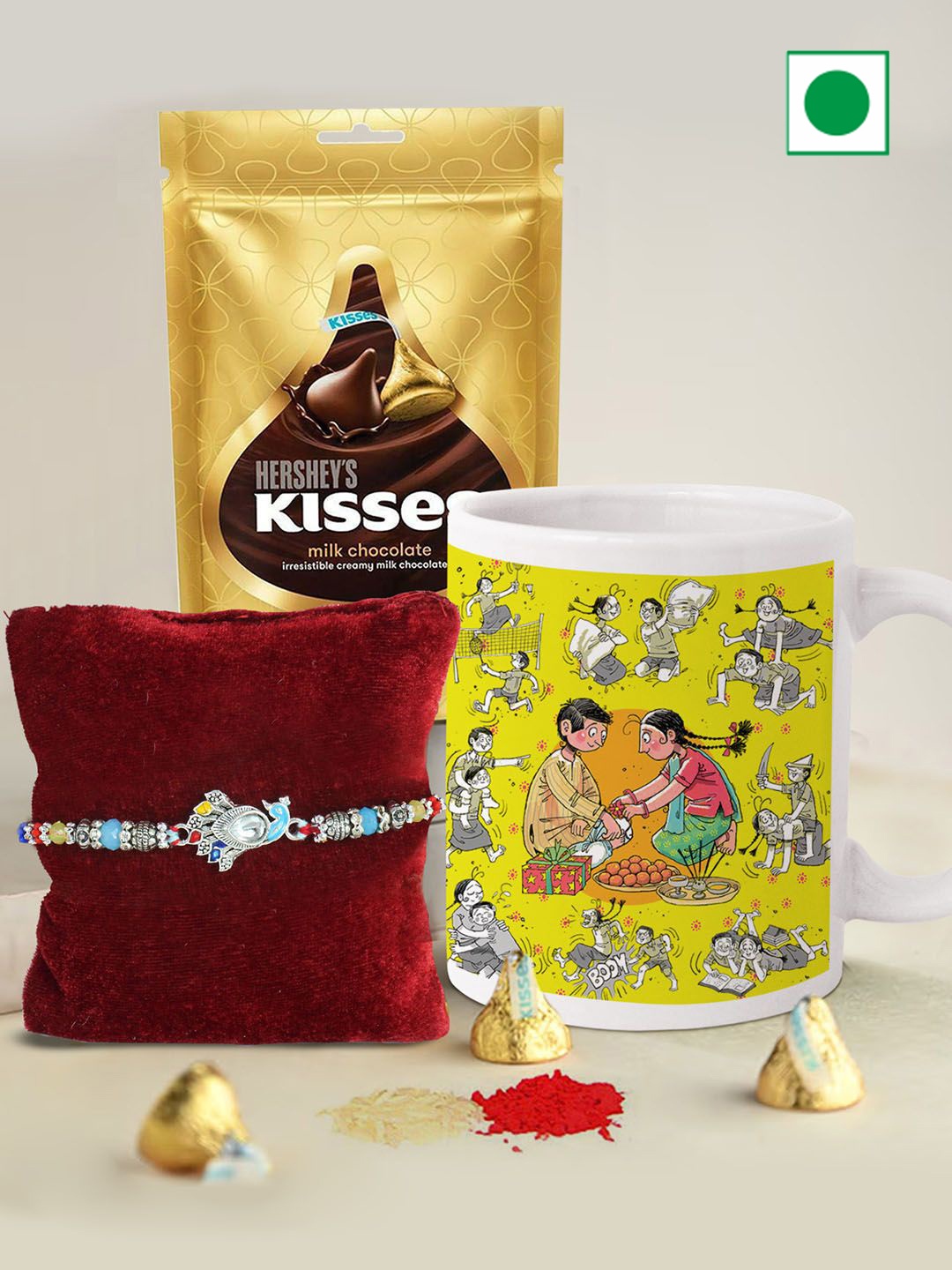 

TIED RIBBONS Silver Rakhi with Chocolate Mug Gift