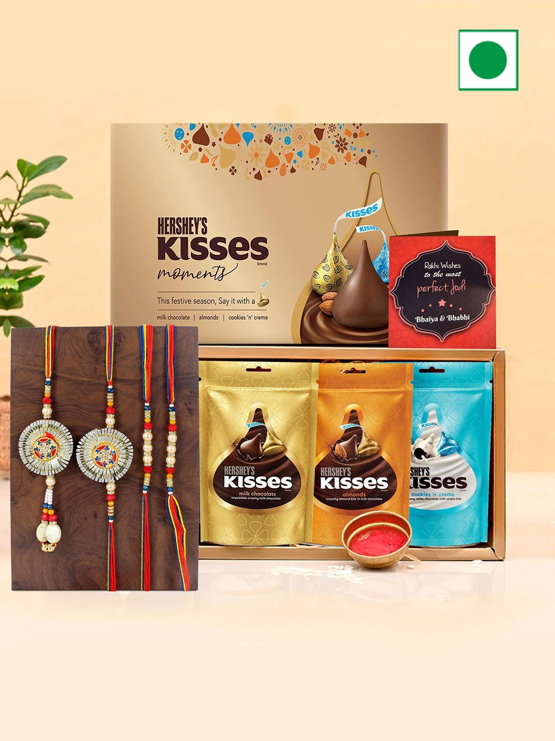 

TIED RIBBONS Set of 4 Family Rakhi with Assorted Gift, Brown