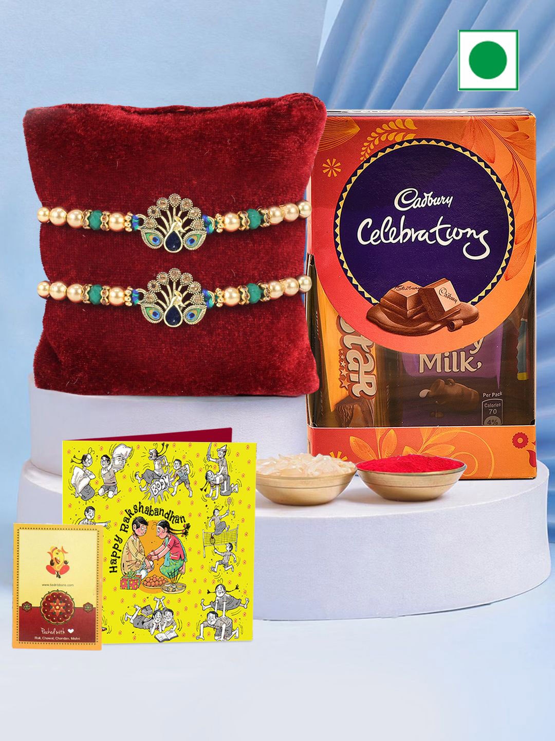 

TIED RIBBONS Kids Set Of 2 Rakhis With Chocolates, Orange