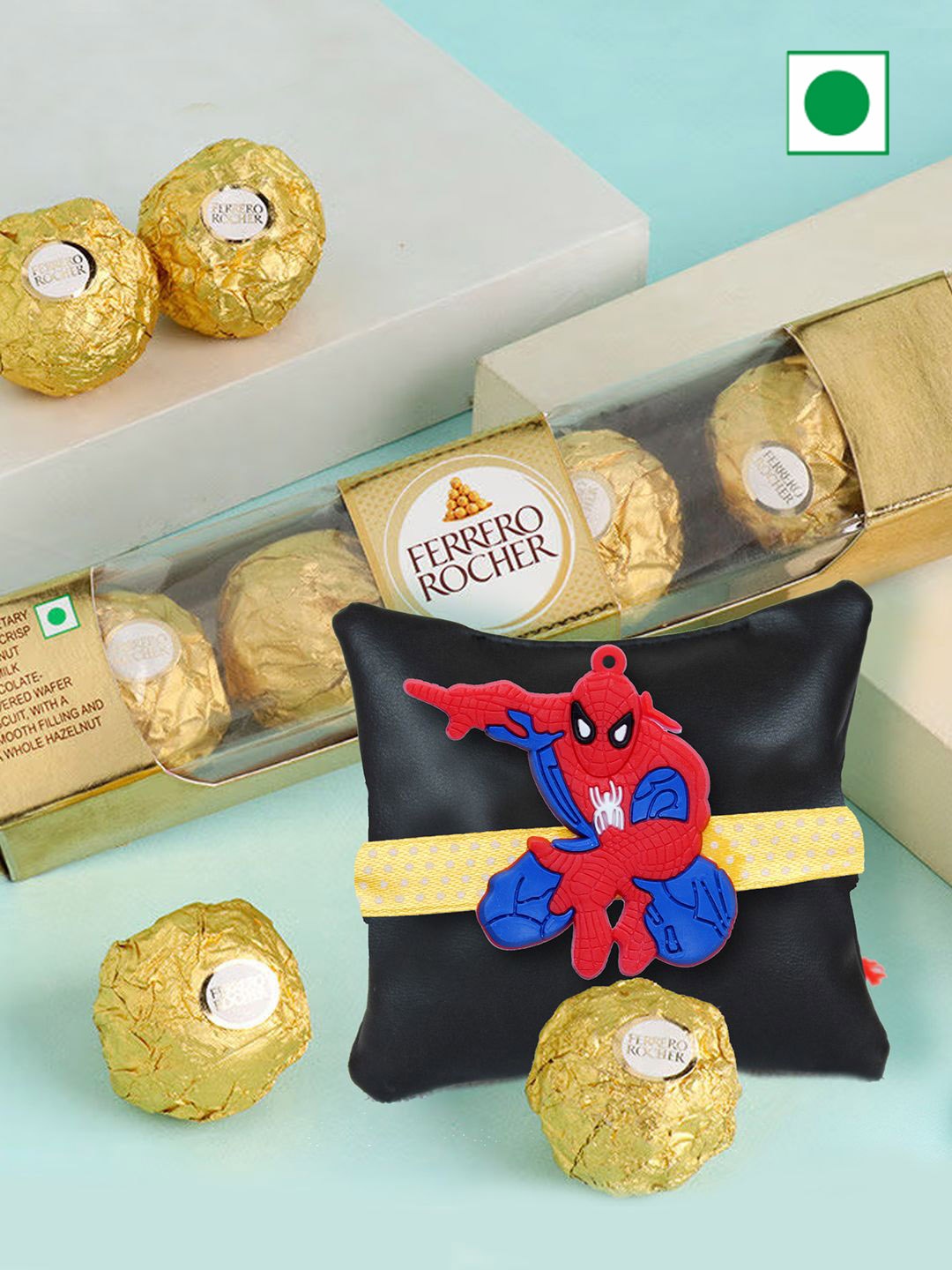 

TIED RIBBONS Kids Spiderman Rakhi with Chocolate Gift Set, Red