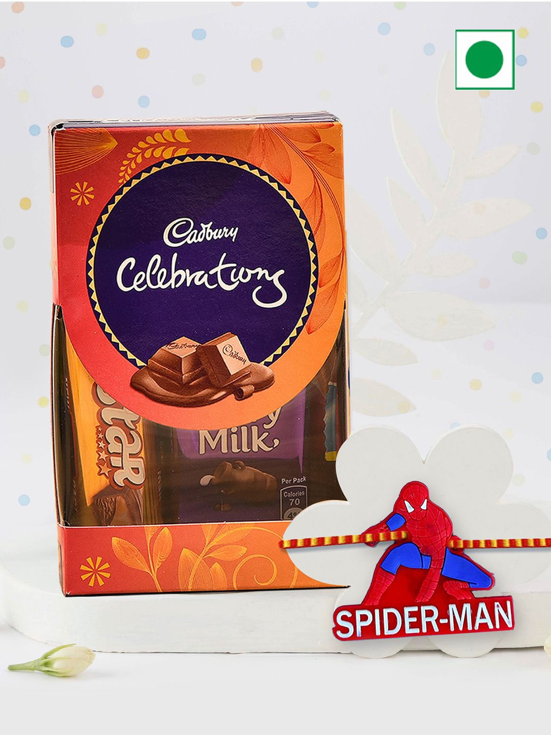 

TIED RIBBONS Boys Rakhi with Chocolate & Card with Roli Chawal, Red