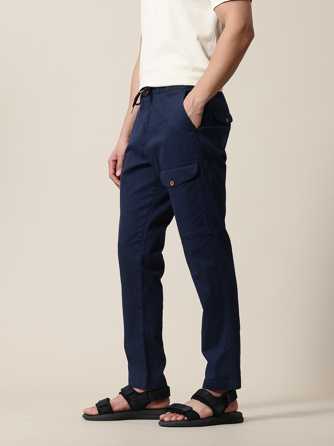 

Mr Bowerbird Men Smart Loose Fit Easy Wash Chinos Trousers, Navy blue