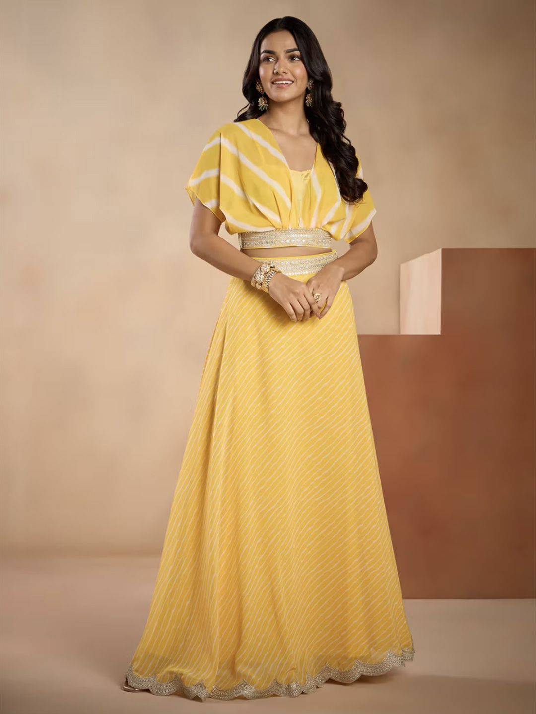 

Gajra Gang Printed Sequinned Ready to Wear Lehenga &, Yellow