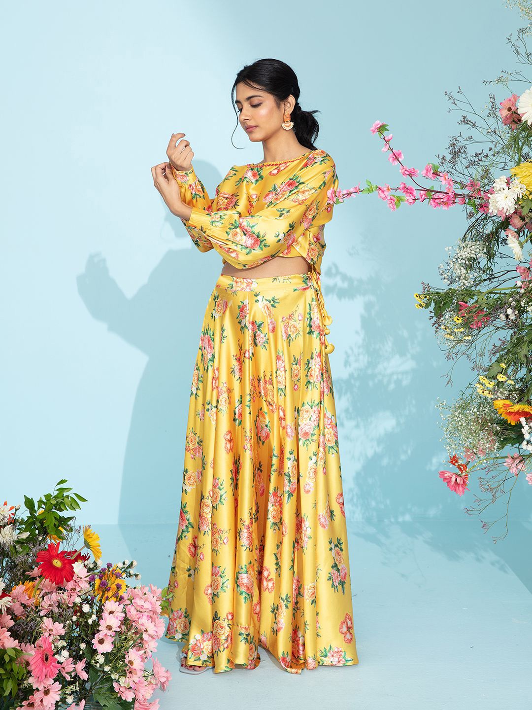 

Gajra Gang Printed Ready to Wear Lehenga &, Yellow