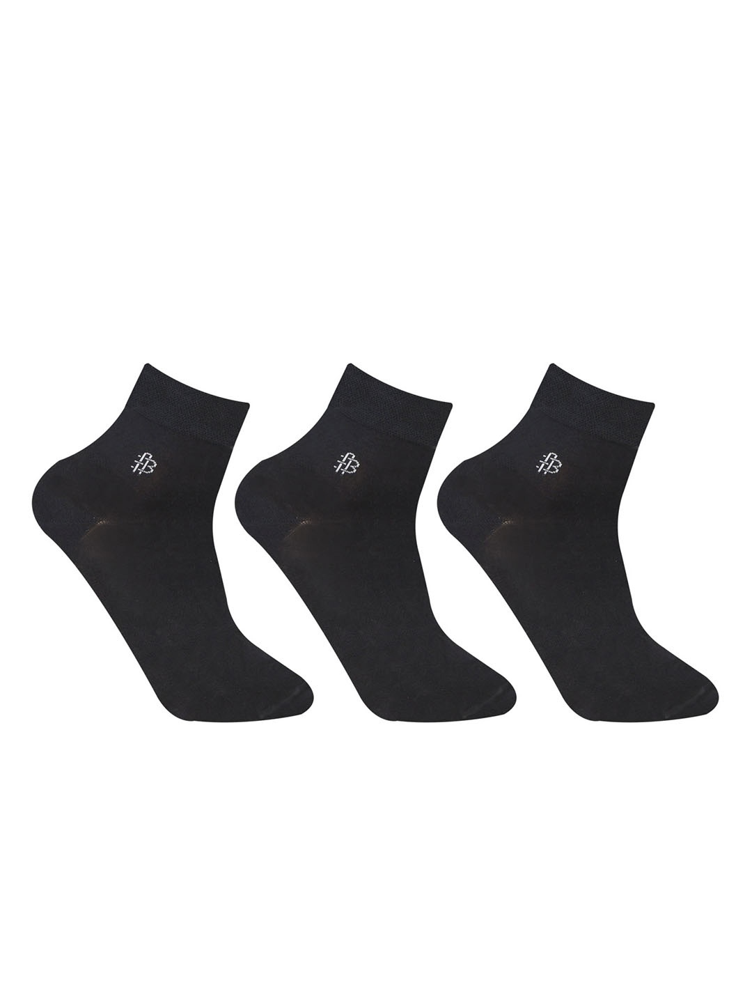 

Bonjour Pack of 3 Men Ankle Length Odor Free Breathable Bamboo Cotton Socks, Black
