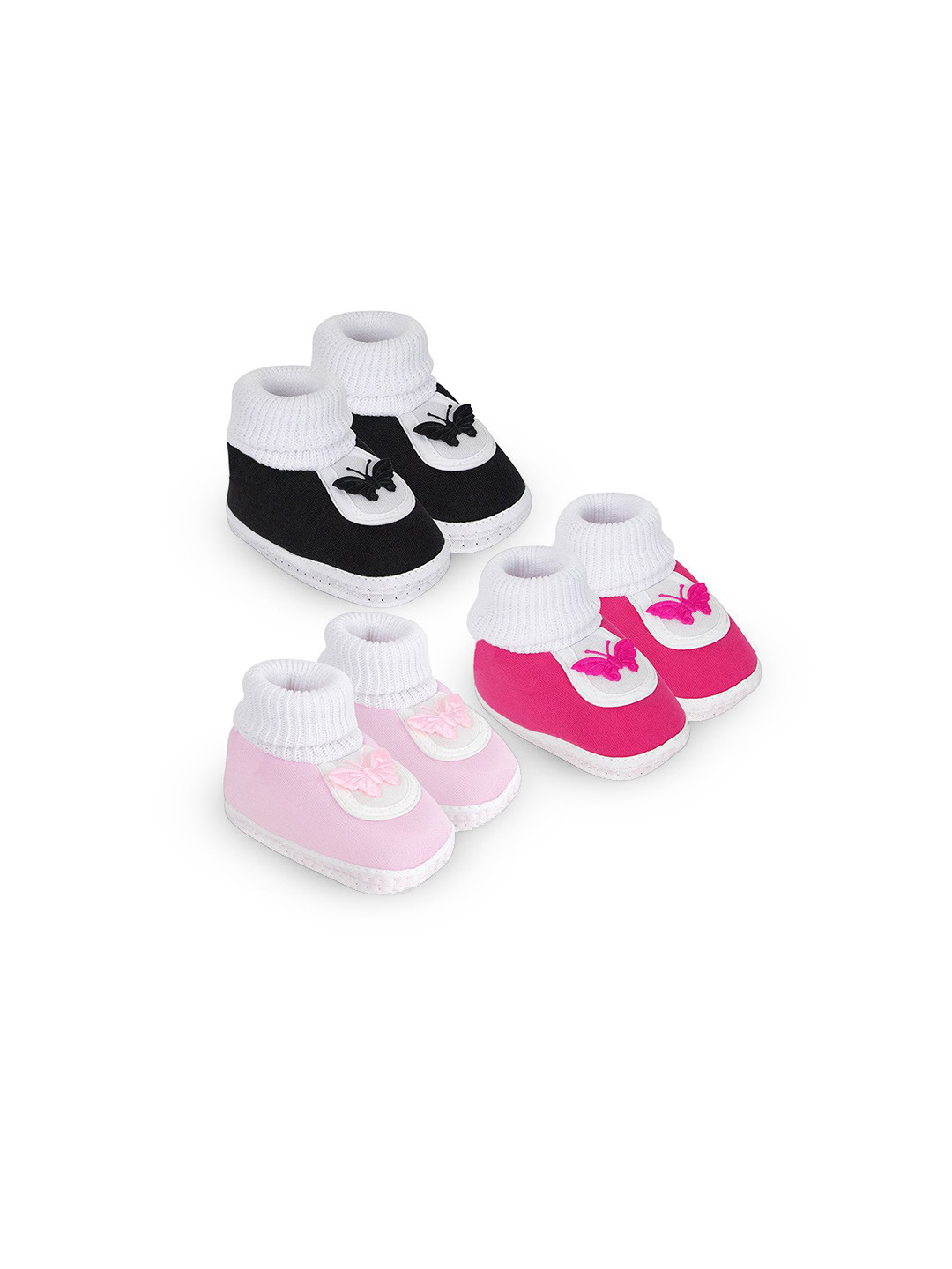 

BAESD Kids Set Of 3 Cotton Booties, Black