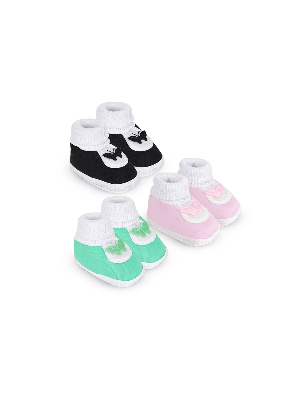 

BAESD Kids Set Of 3 Cotton Booties, Black