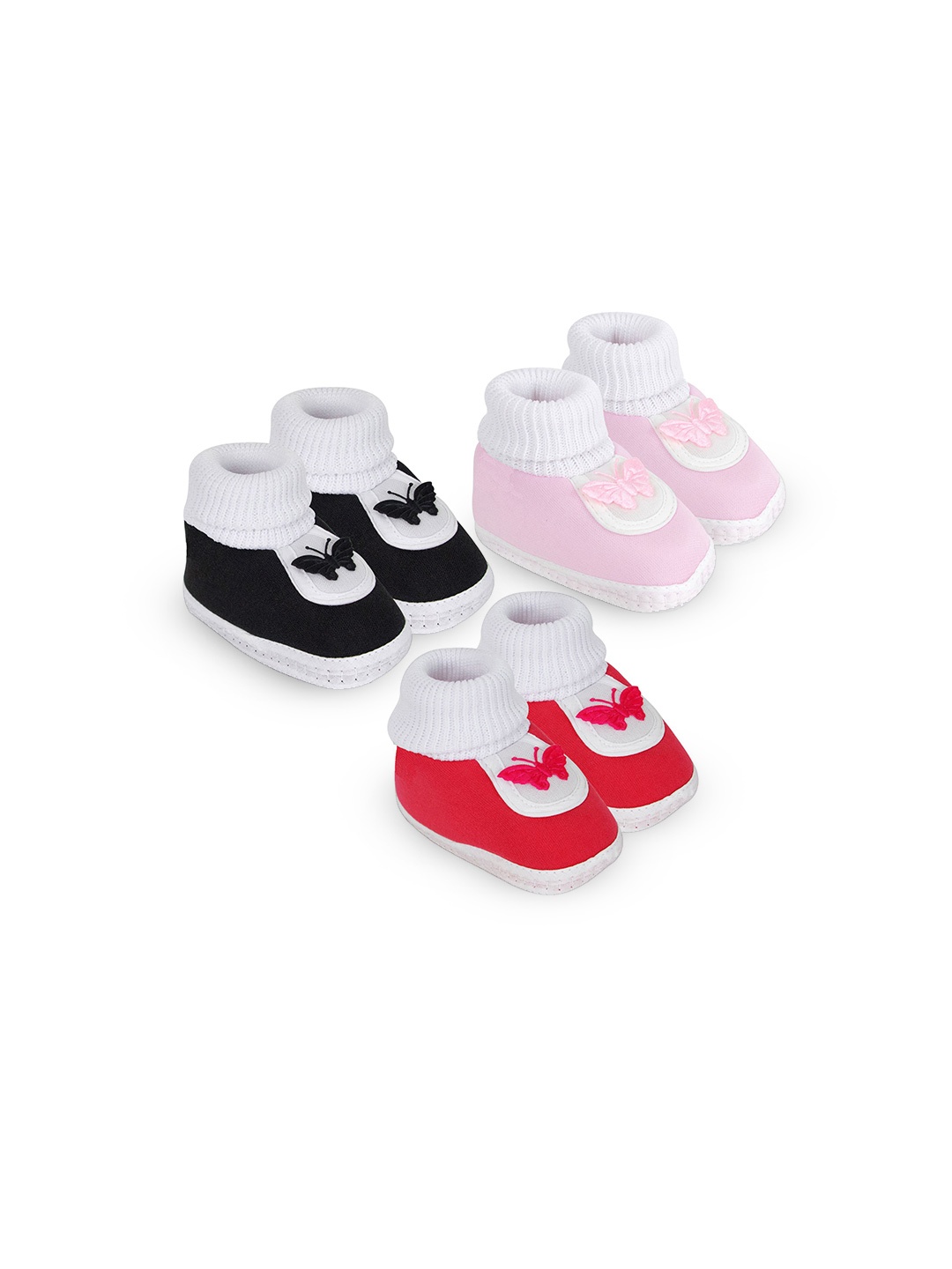 

BAESD Kids Set Of 3 Cotton Booties, Black