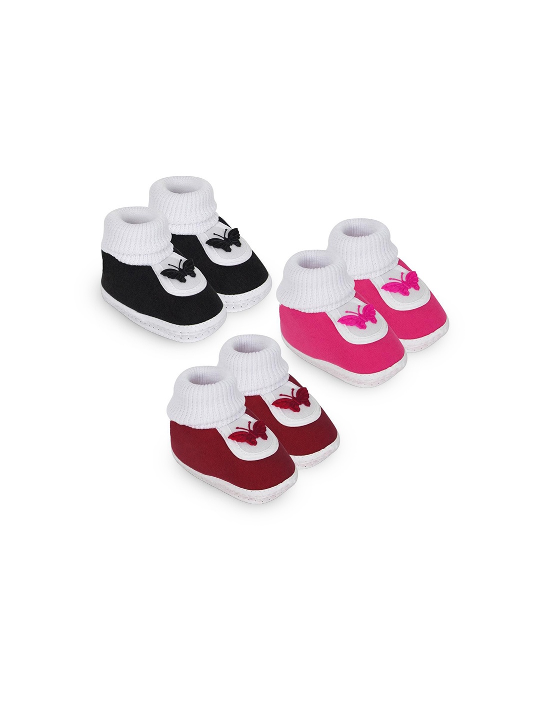 

BAESD Kids Set Of 3 Cotton Booties, Black
