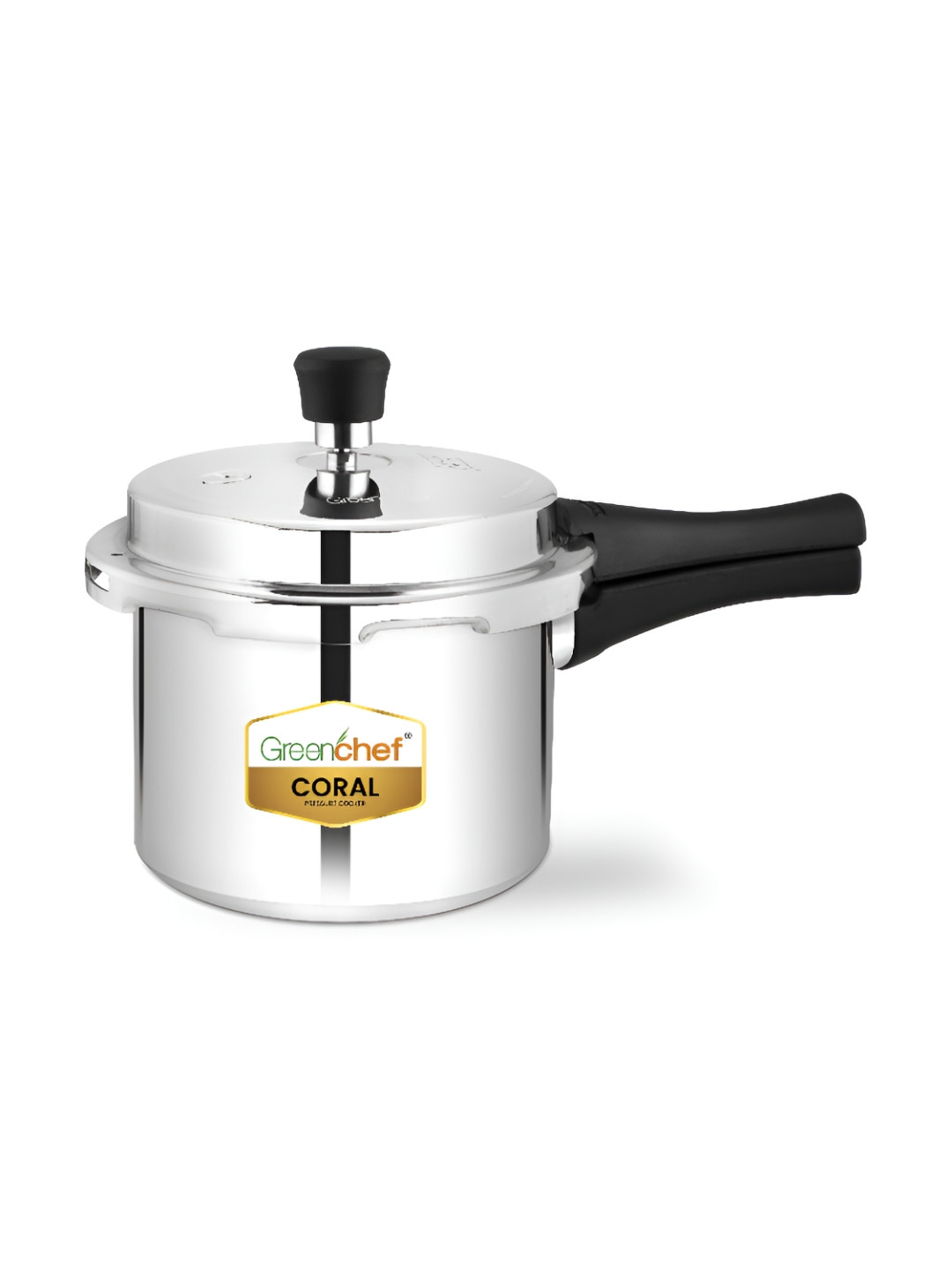 

Greenchef Silver-Toned & Black Aluminum Pressure Cooker 3Ltr