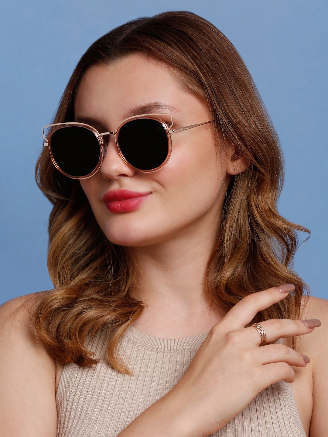

SUNNIES Women Round Sunglasses with Polarised Lens, Pink