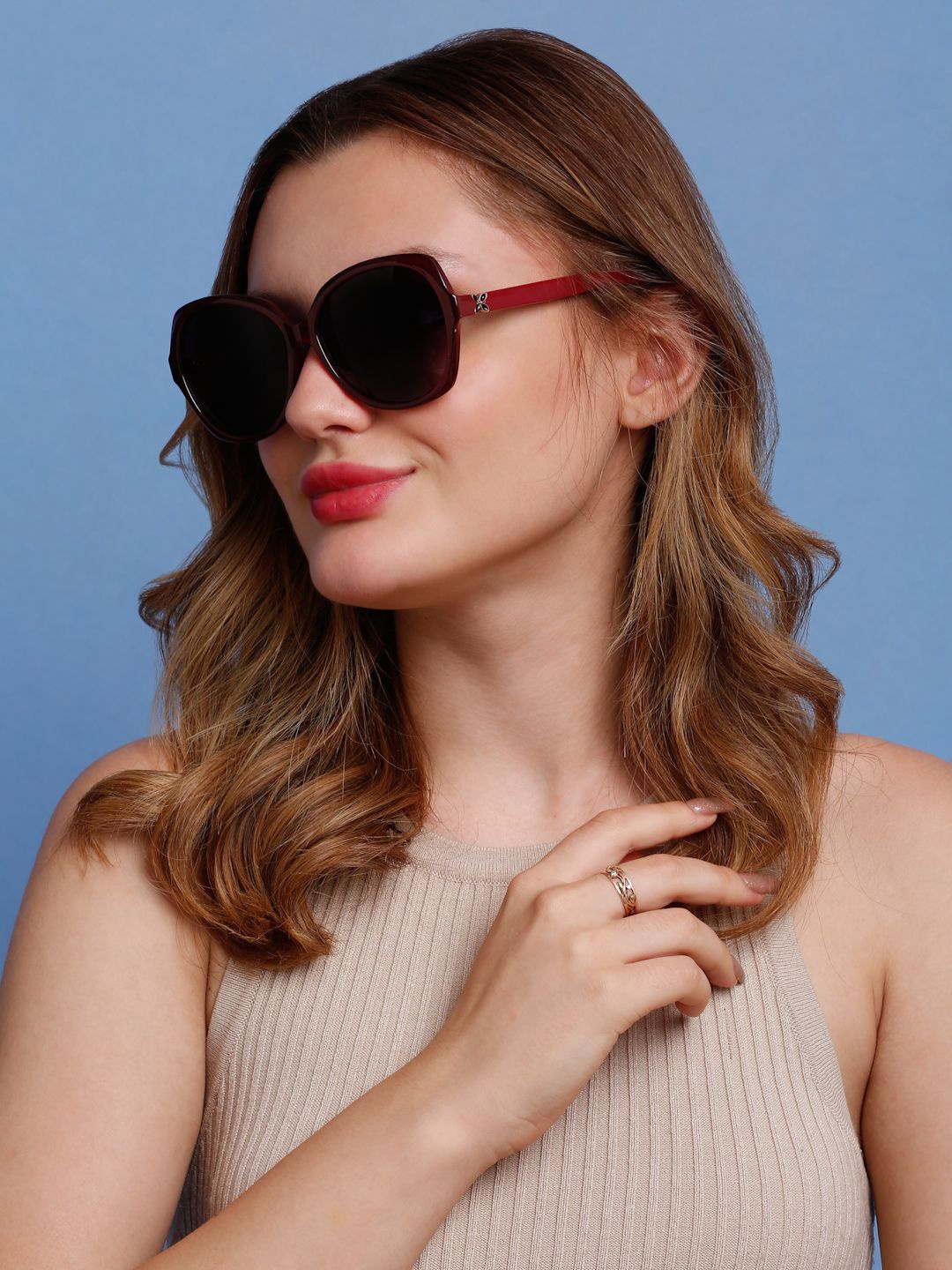 SUNNIES Women Oversized Sunglasses with Polarised Lens, Black