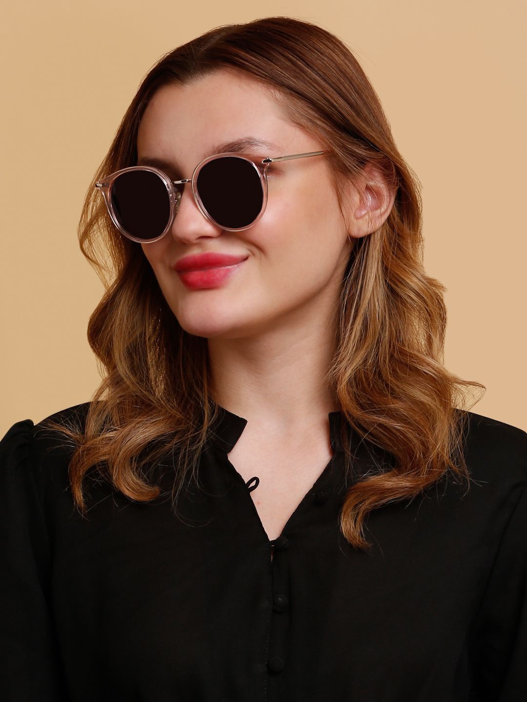 

SUNNIES Women Round Sunglasses with Polarised Lens, Pink