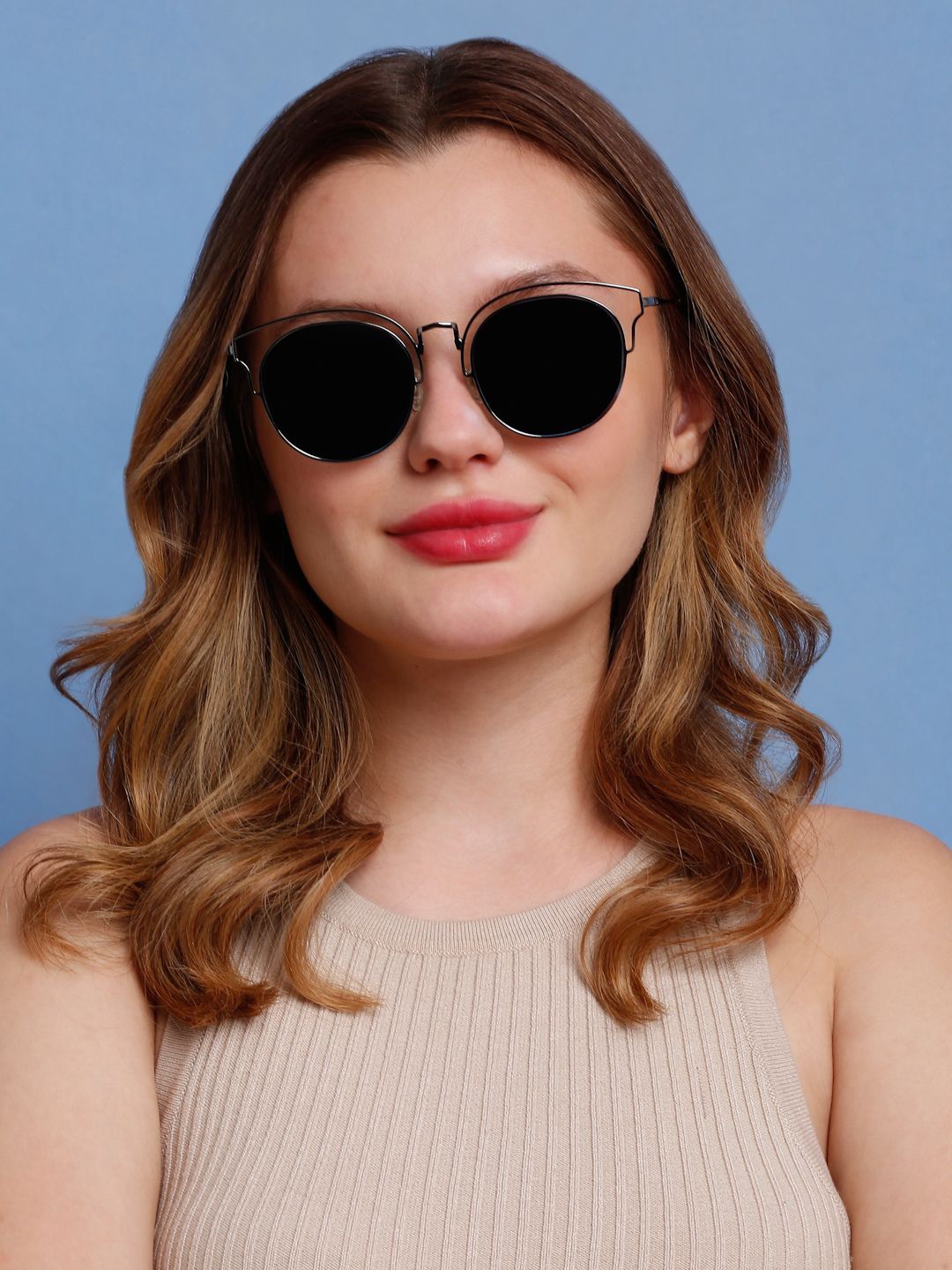

SUNNIES Women Oval Sunglasses with Polarised Lens, Blue