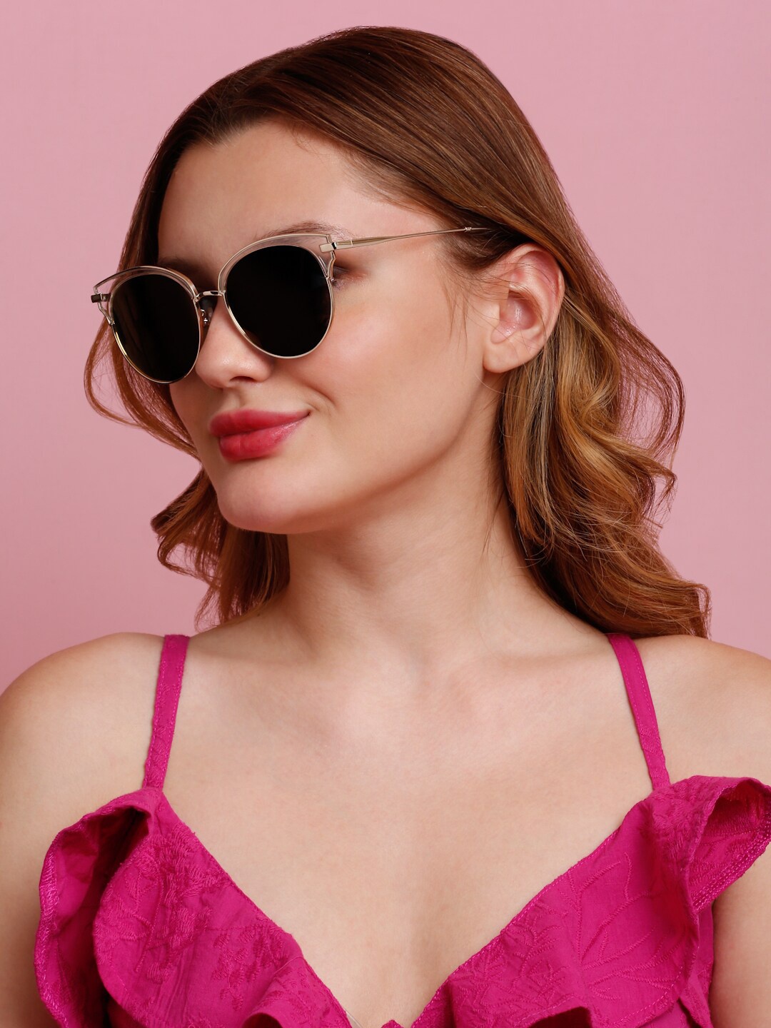 

SUNNIES Women Round Sunglasses with Polarised Lens, Pink