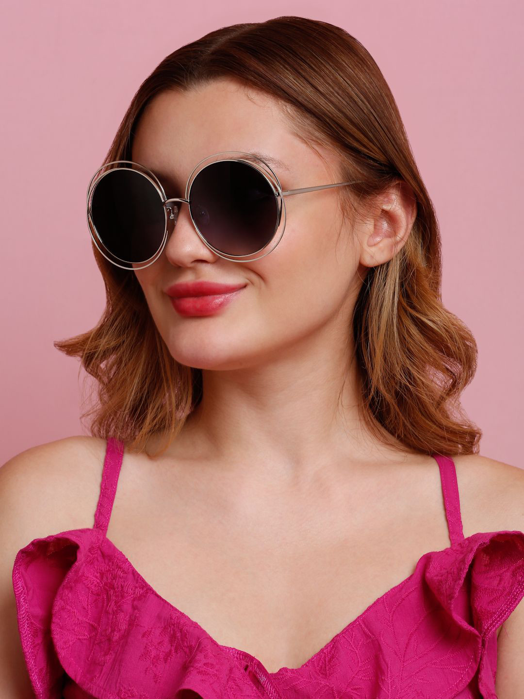 

SUNNIES Women Round Sunglasses with UV Protected Lens, Purple
