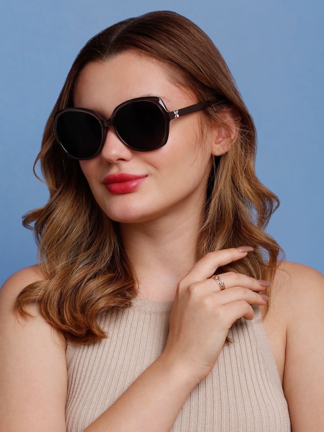

SUNNIES Women Oversized Sunglasses with Polarised Lens, Purple