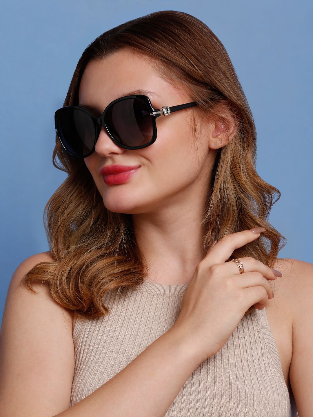 

SUNNIES Women Oversized Sunglasses with Polarised Lens, Purple