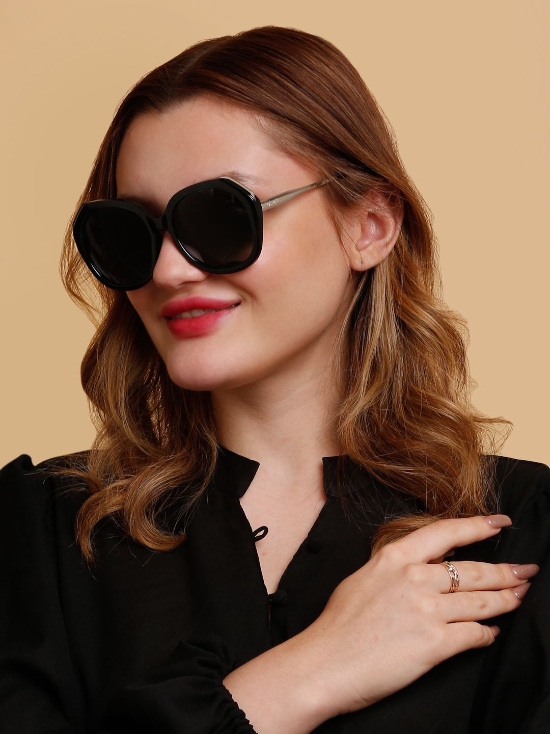 

SUNNIES Women Oversized Sunglasses with Polarised Lens, Grey